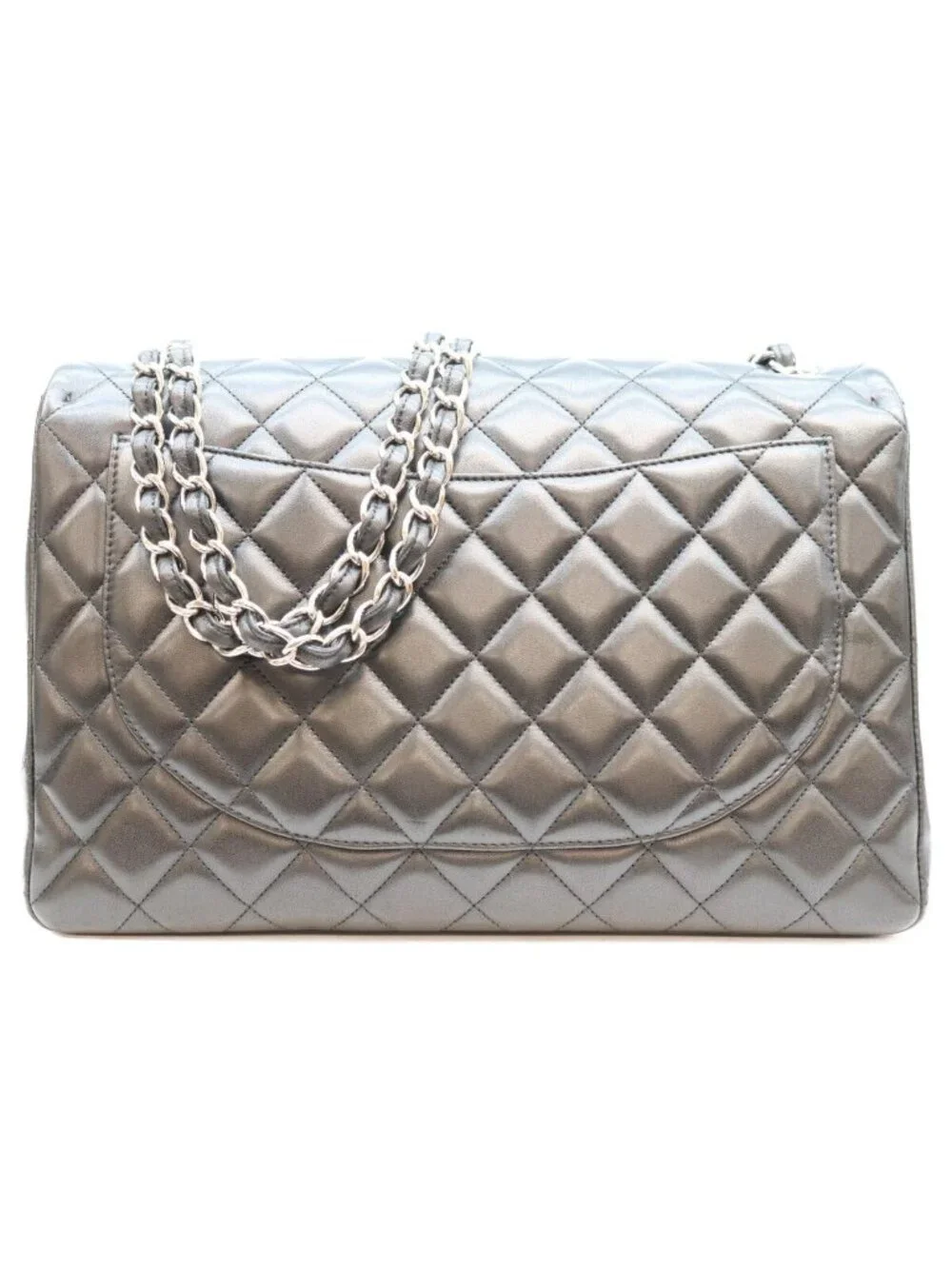 Chanel Black Lamb Silver Single Flap Maxi Quilted 34
